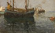 Julius Ludwig Friedrich Runge Dampf- und Fischerboote im sonnigen Licht USA oil painting artist